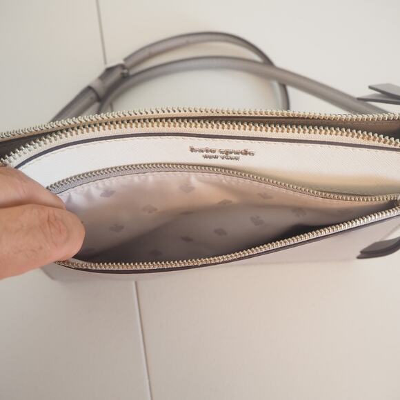 Kate Spade Cameron Double Zip Gray Leather Adjustable Crossbody Bag Purse - Picture 10 of 14